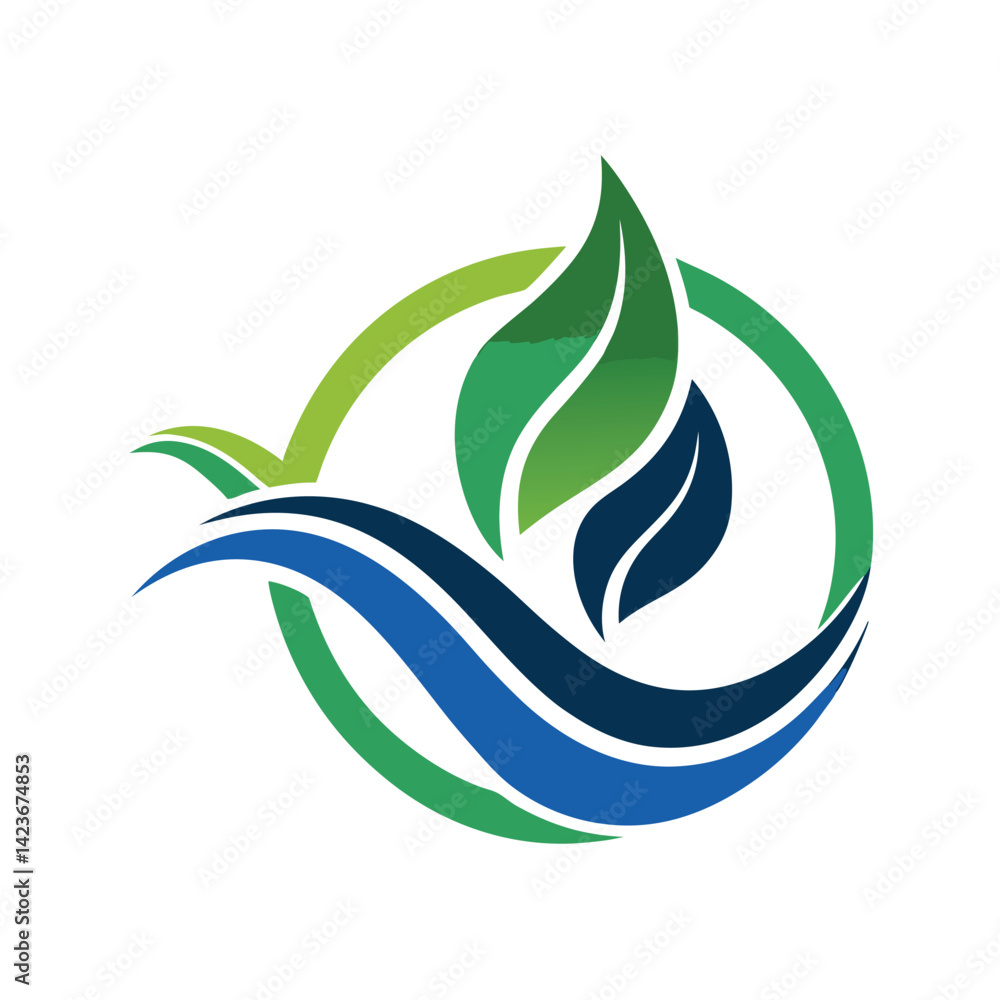 Simple and elegant logo design representing carbon capture services with natural elements in green and blue colors Simple and elegant logo design representing carbon capture services with natural elements in green and blue colors