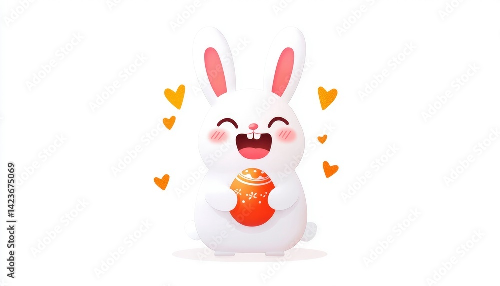 Fototapeta premium Cute bunny holding egg