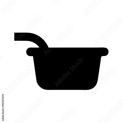 Find black saucepan icon vector graphic for cooking utensils and kitchenware design needs online now