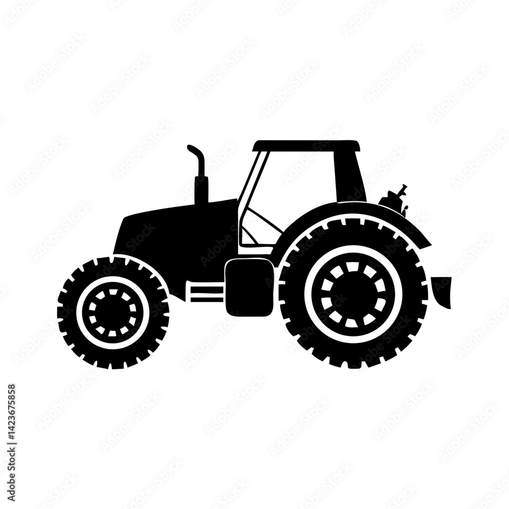 tractor isolated on white, Tractor Silhouette Icon tractor isolated on white, Tractor Silhouette Icon