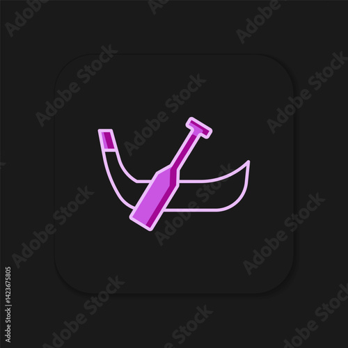 Filled outline Gondola boat italy venice icon isolated on black background. Tourism rowing transport romantic. Flat filled outline style with shadow. Vector