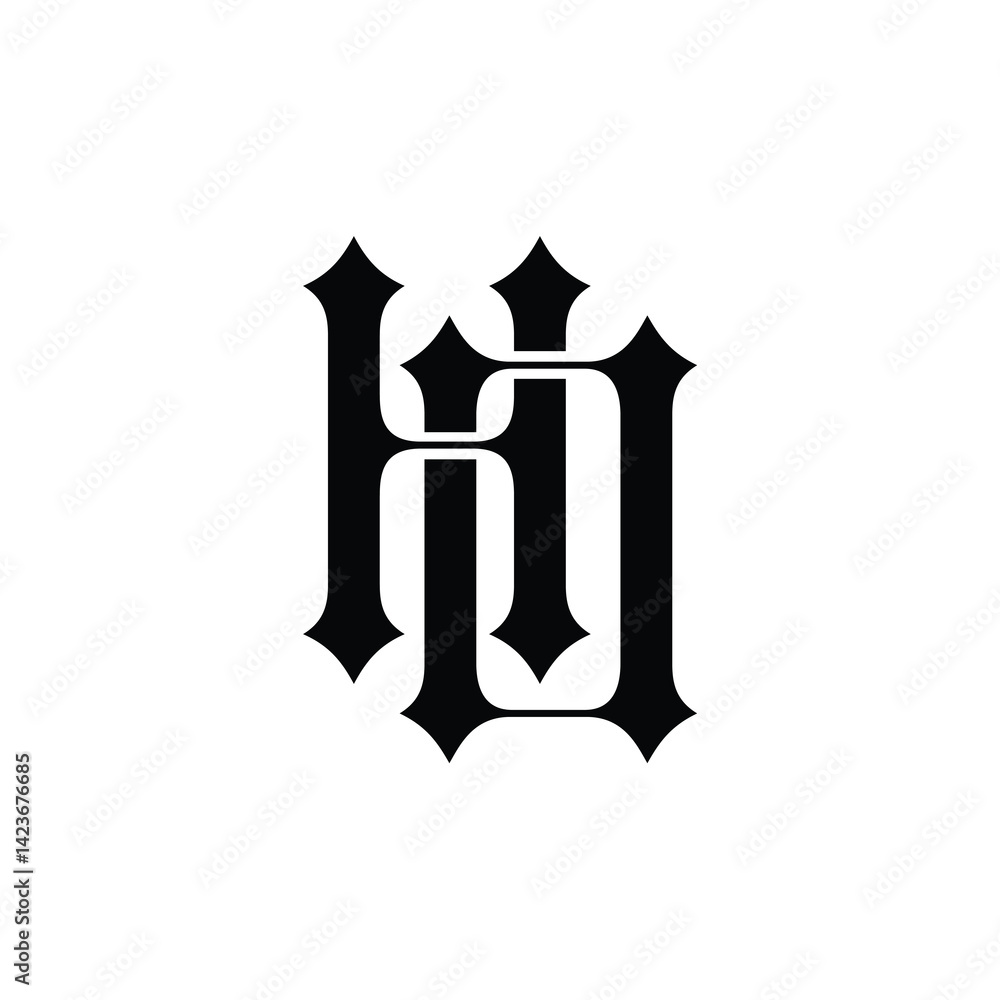 Fototapeta premium HO monogram logo design letter text name symbol monochrome logotype alphabet character simple logo