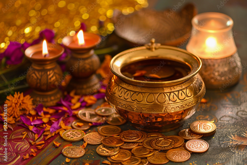 Greeting card with holiday composition for happy Akshaya Tritiya Greeting card with holiday composition for happy Akshaya Tritiya