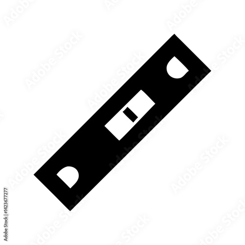 Find perfect horizontal level with this black spirit level tool vector illustration image