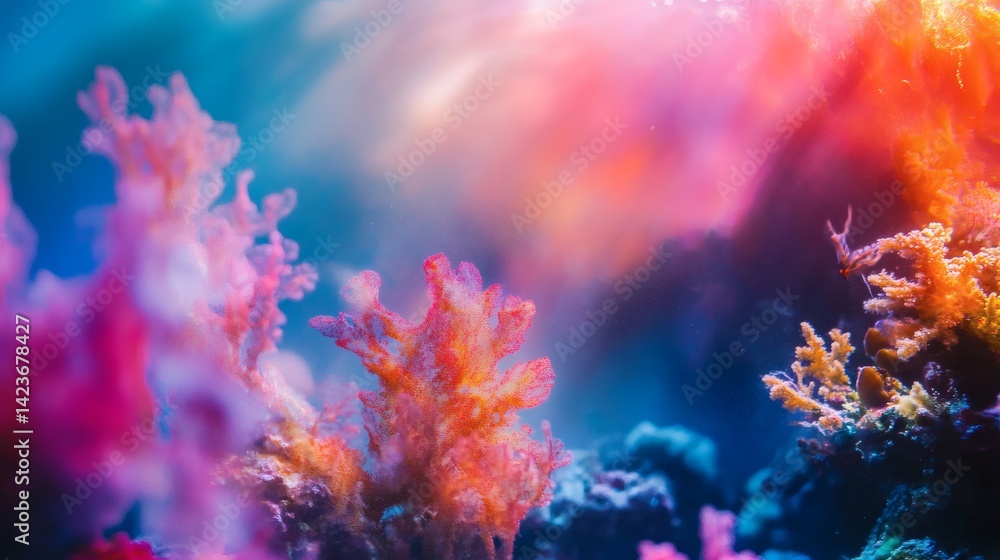 Fototapeta premium Vibrant coral reef underwater scene, ocean life, colorful background