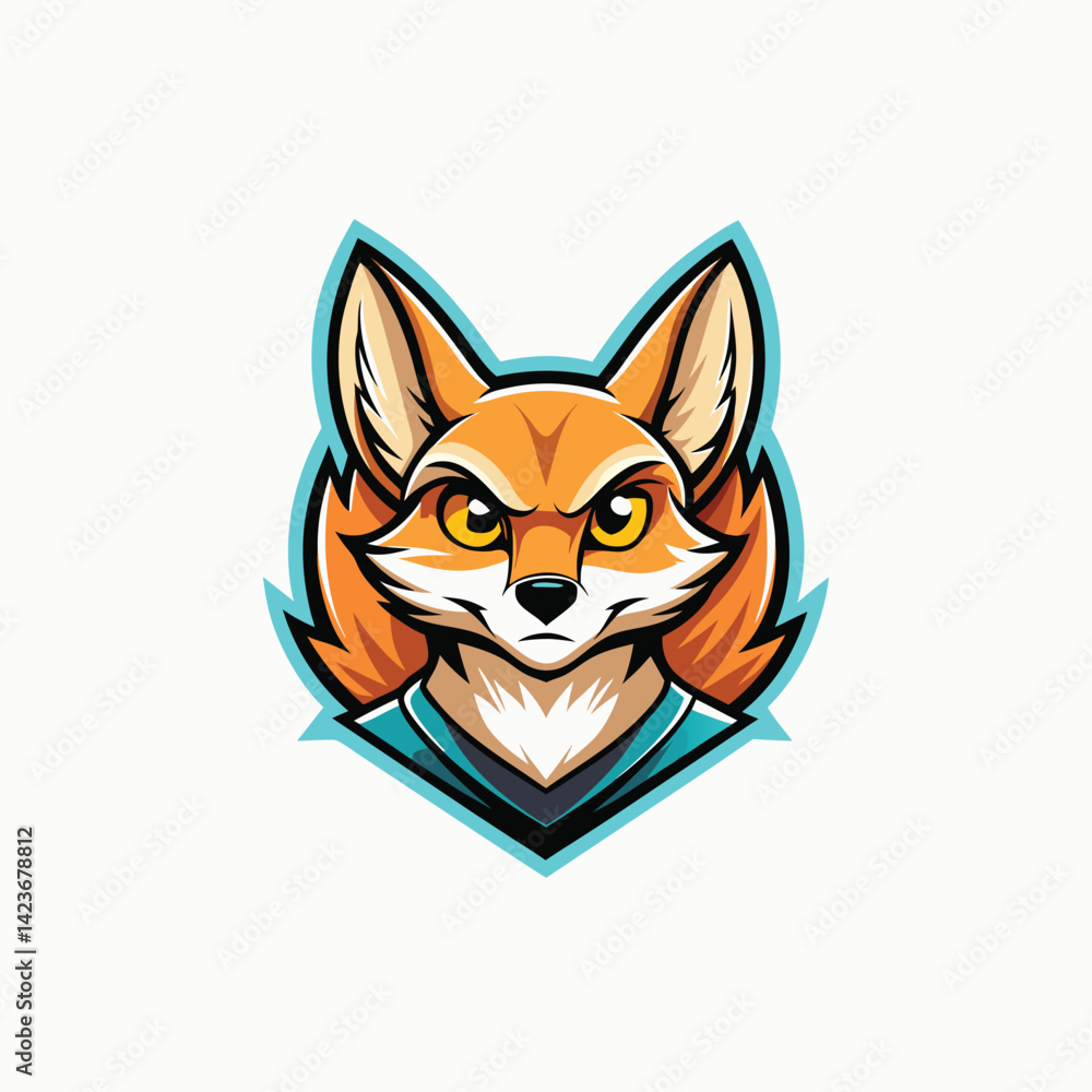 Fototapeta premium Pretty Fennec fox minimalist head logo, Icon, element. Vector illustration