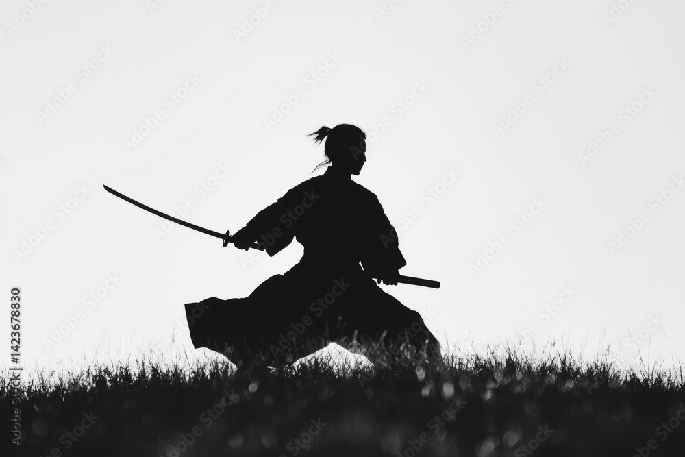 Silhouette of a martial artist