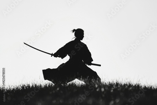 Obraz na płótnie Silhouette of a martial artist w salonie