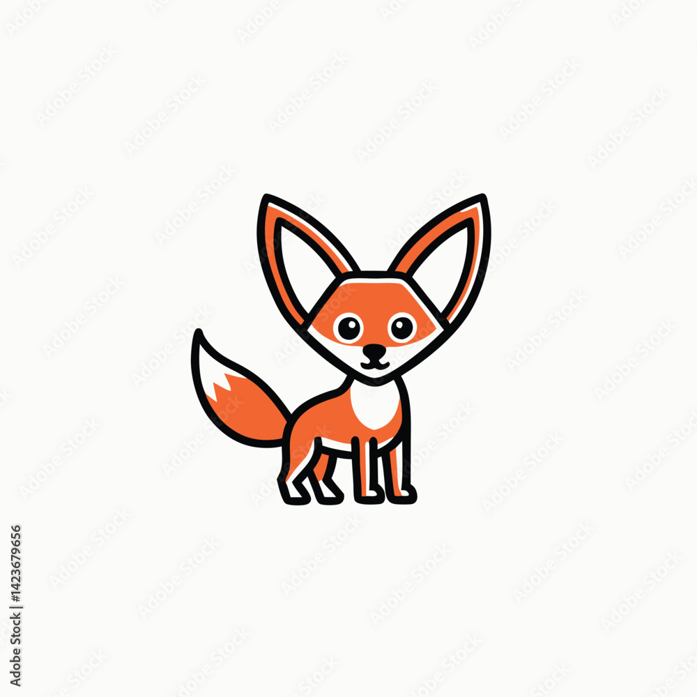 Obraz premium Fennec fox on white background. minimalist head logo, Icon, element. Vector illustration 