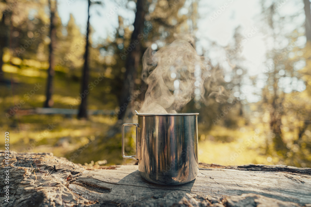 cup of hot tea in the backcountry