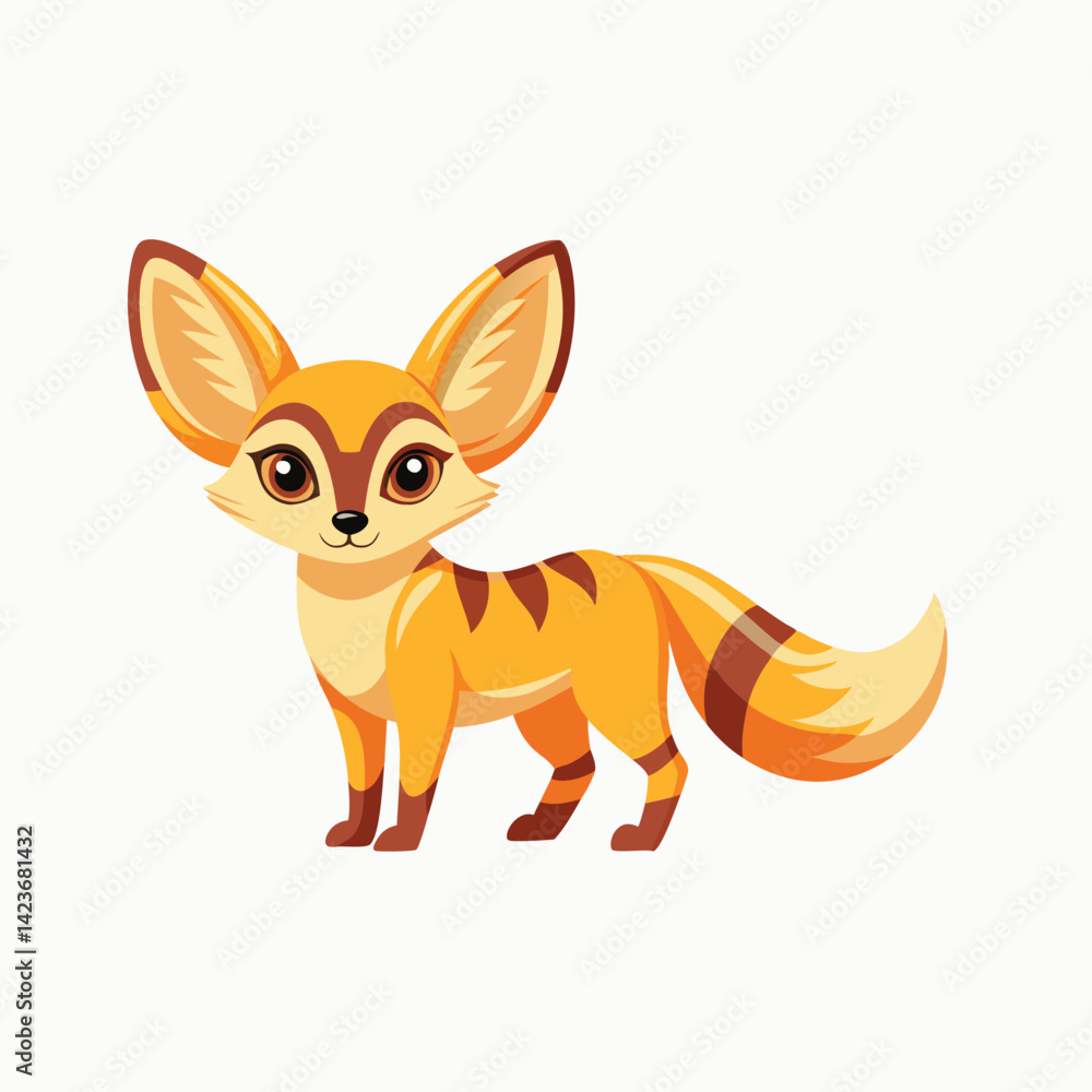Fototapeta premium fennec fox animal icon vector cartoon illustration isolated on white background