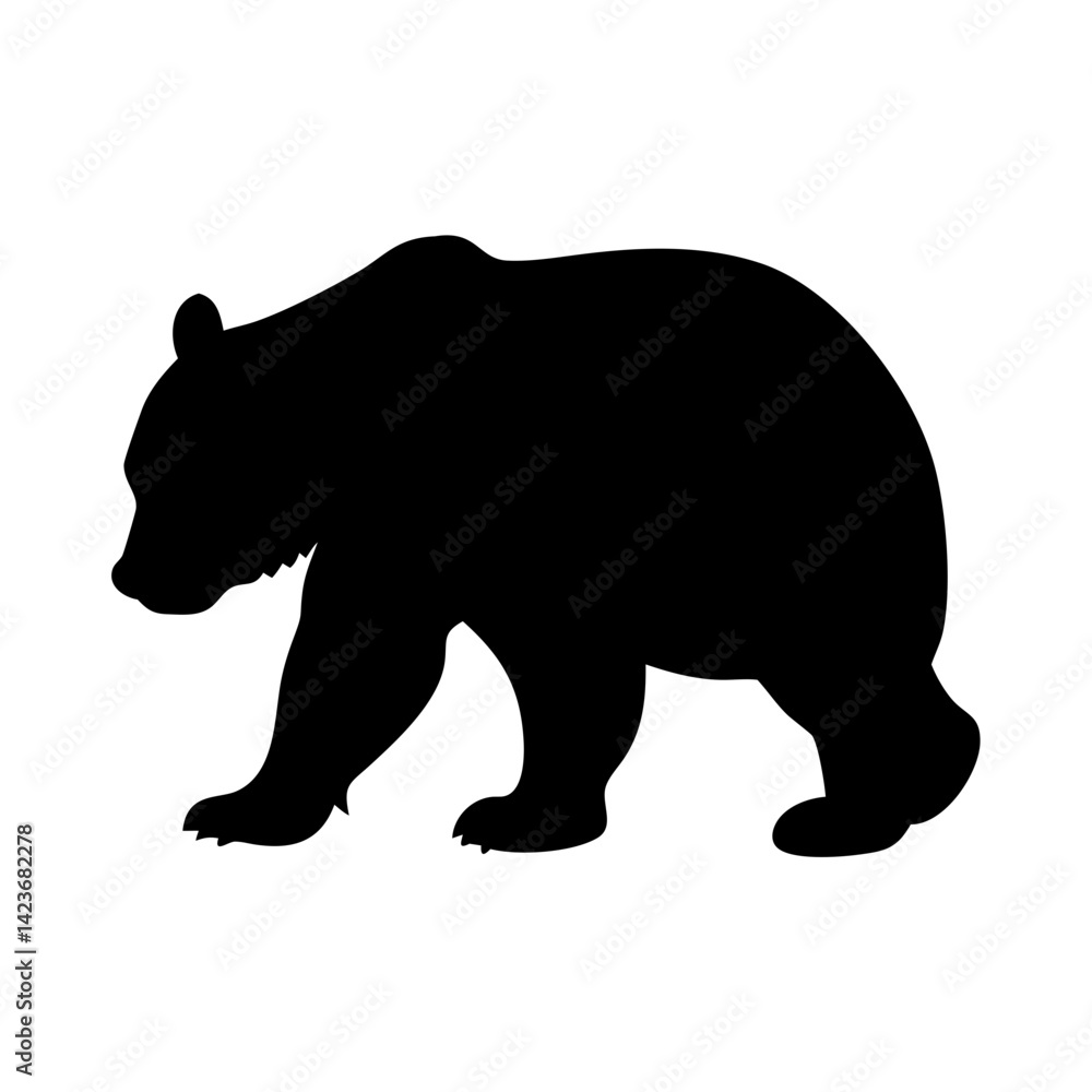 Fototapeta premium Black bear silhouette vector illustration walking animal wildlife mammal forest predator nature design graphic 90
