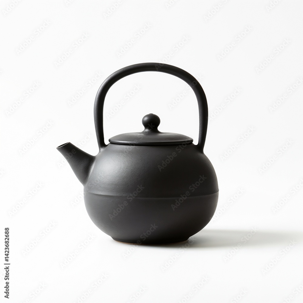 Modern black teapot on a minimalist white background Modern black teapot on a minimalist white background