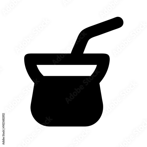 Traditional yerba mate cup with bombilla straw icon for south american drink culture design vector