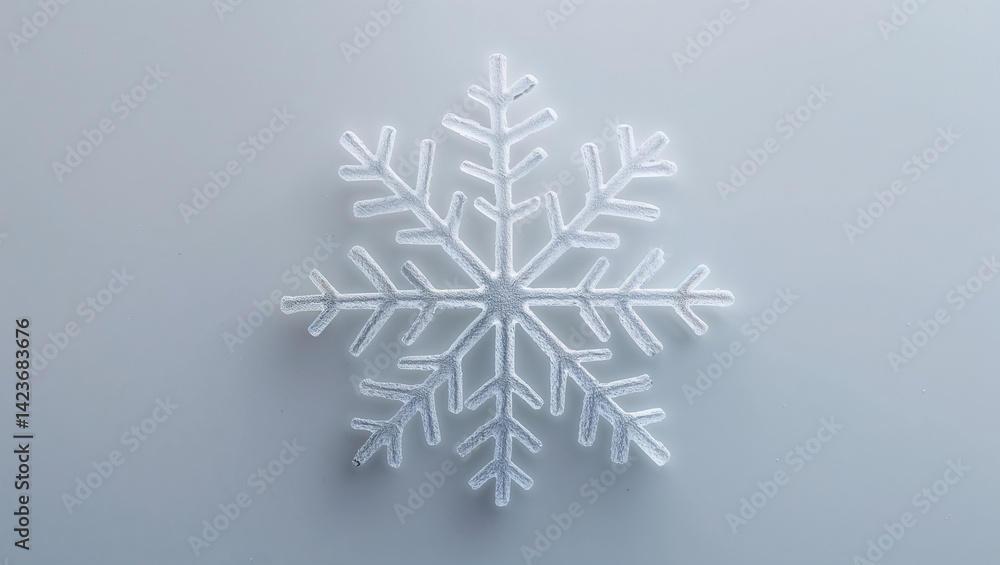 Isolated White Snowflake Ornament On A Light Grey Background Festive Winter Holiday Isolated White Snowflake Ornament On A Light Grey Background Festive Winter Holiday