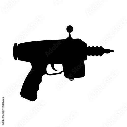Vector silhouette of a vintage ray gun blaster weapon for science fiction and space adventures