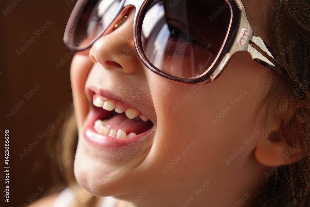 Joyful child smiling in sunglasses on a sunny day Joyful child smiling in sunglasses on a sunny day