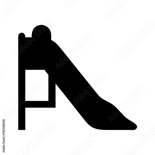 Black and white playground slide vector illustration for kids outdoor play area equipment design