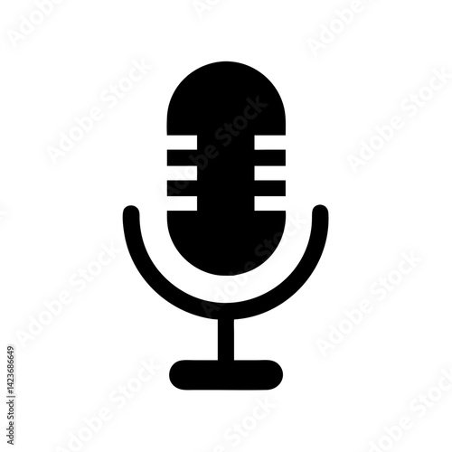 Microphone vector icon for podcasting audio recording studio voice broadcast and karaoke use