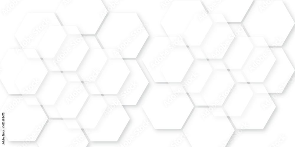 Fototapeta premium Geometric hexagonal honeycomb polygon science biology background. An abstract image with hexagonal shapes