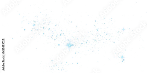 An enchanting and mesmerizing explosion of blue sparkles along with shimmering dust set on a transparent background