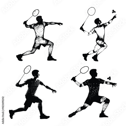 A silhouette of Badminton player vector on a white background