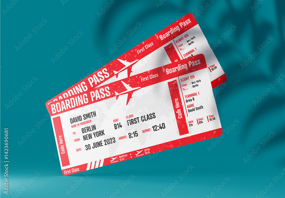 Airline Boarding Pass Mockup Stock Template | Adobe Stock