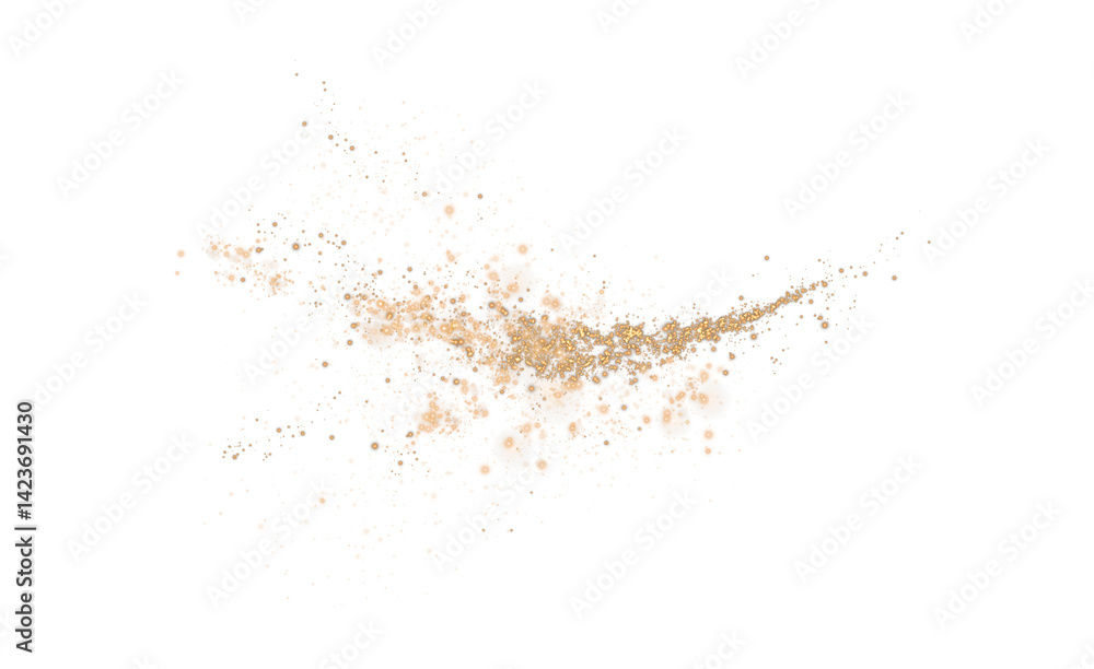An enchanting and mesmerizing explosion of golden sparkles along with shimmering dust set on a transparent background An enchanting and mesmerizing explosion of golden sparkles along with shimmering dust set on a transparent background