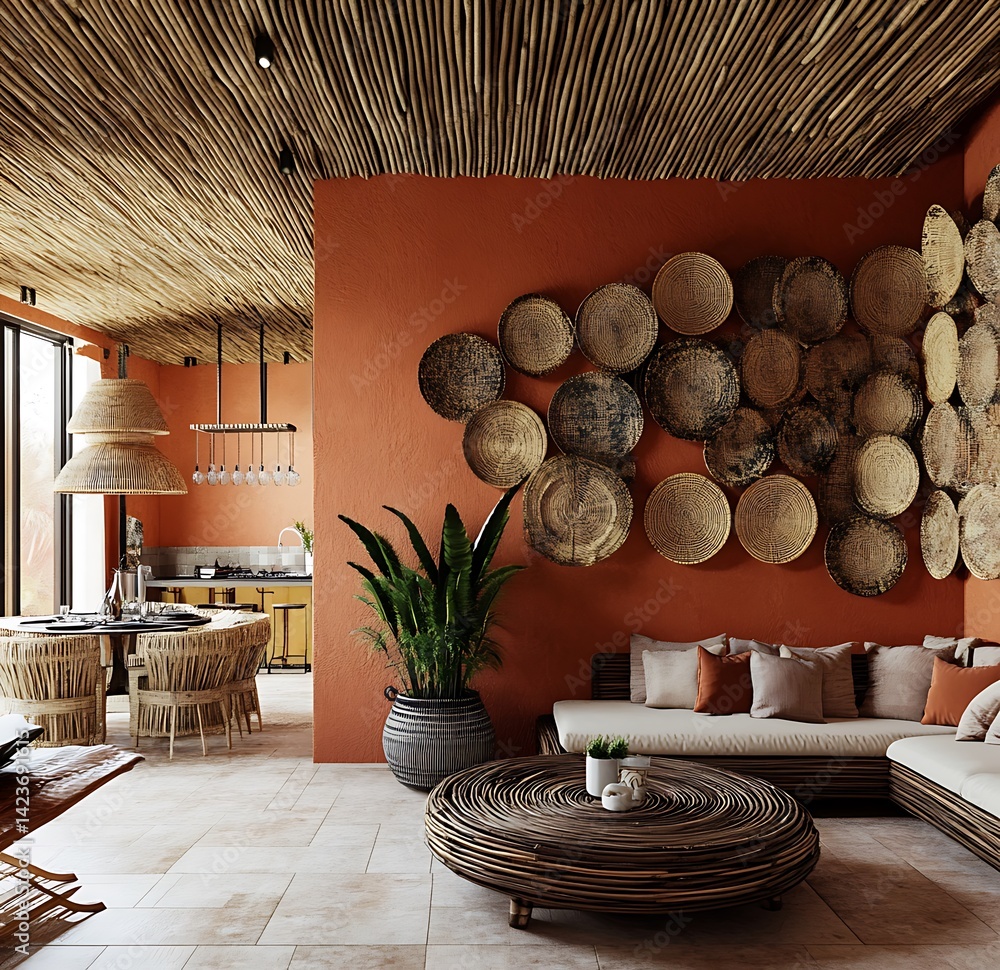 Warm Interior Room Design With Earthy Tones Bohemian Decor And Natural Light