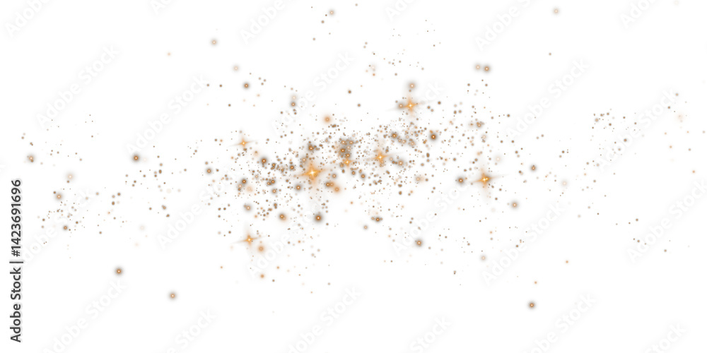 An enchanting and mesmerizing explosion of golden sparkles along with shimmering dust set on a transparent background An enchanting and mesmerizing explosion of golden sparkles along with shimmering dust set on a transparent background