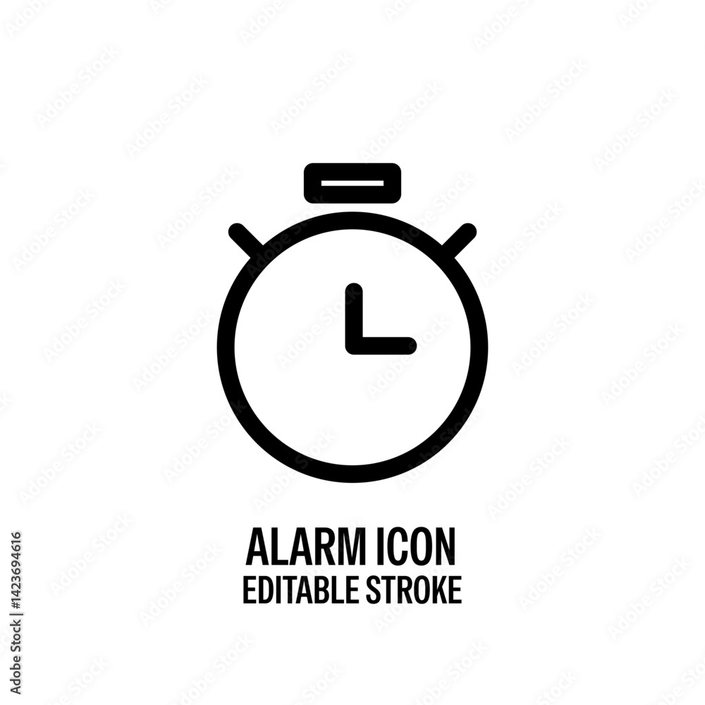 Alarm Icon Black with White Background Flat Design Vector Illustration Alarm Icon Black with White Background Flat Design Vector Illustration