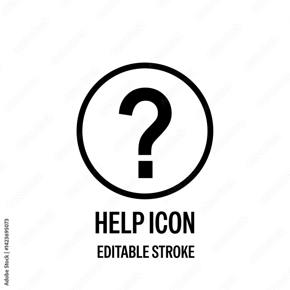 Help Icon Black with White Background Flat Design Vector Illustration Help Icon Black with White Background Flat Design Vector Illustration