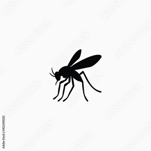 Vector silhouette of mosquito for health and environmental themes.