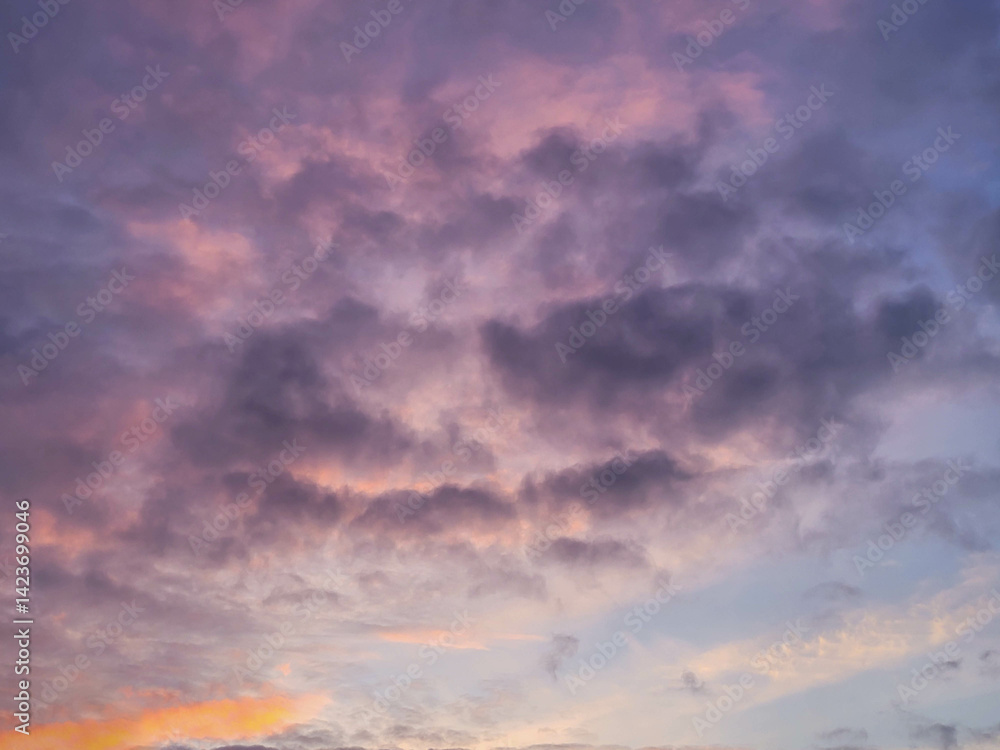 Purple stormy evening sky at sunset in early spring Purple stormy evening sky at sunset in early spring