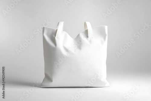 Obraz na płótnie White Fabric Shopping Bag Isolated With Soft Shadows on Gray Background w salonie