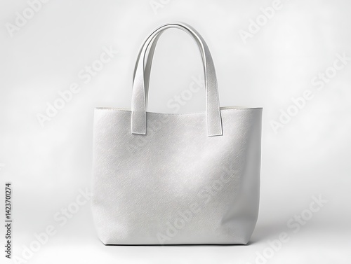 Obraz na płótnie White Leather Tote Bag Isolated On White Background With Studio Lighting w salonie