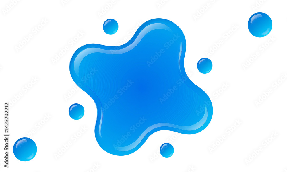 Blue Liquid Blob & Spheres - Transparent Background. Cool, Glossy.