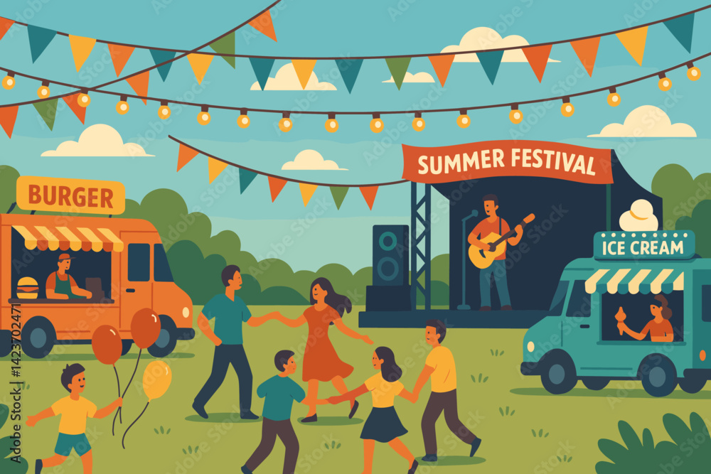 A joyful community celebration outdoors with music and fun