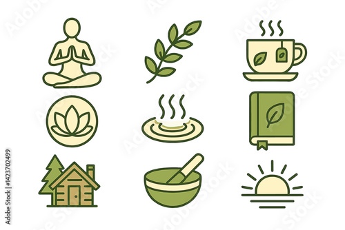 Peaceful symbols associated with healing and wellness getaways
