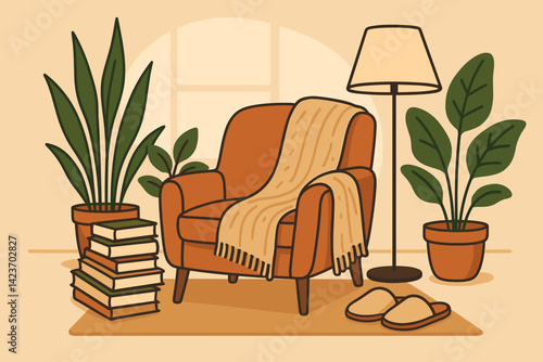 A serene and inviting reading nook that exudes warmth and personality