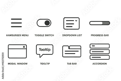 Interface components used in apps and web applications