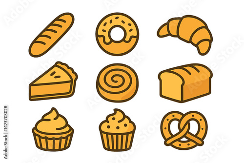 An assortment of baked goods and pastries are typically found in a bakery display