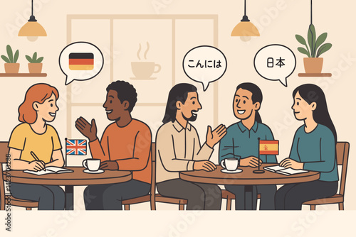 A friendly language learning event in a casual social setting