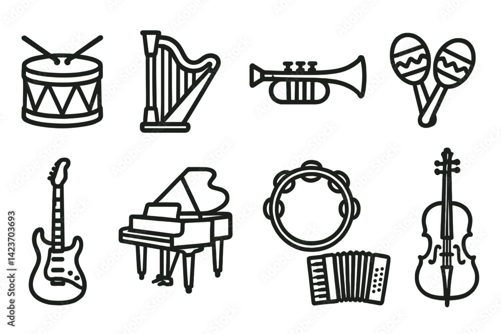 Instruments from various music genres and cultures