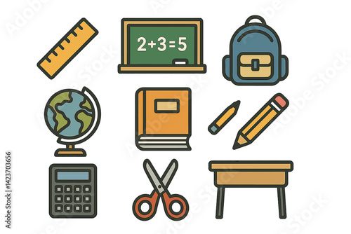 Essential educational items found in a typical school classroom