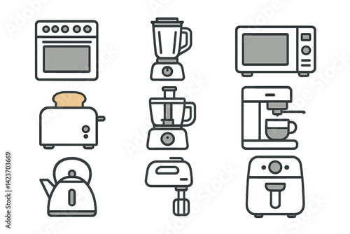 Appliances used for daily meal and drink preparation are found in the kitchen