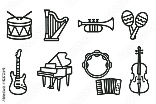 Obraz na płótnie Instruments from various music genres and cultures w salonie