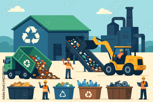 A waste sorting plant utilizing both human labor and mechanical equipment