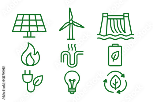 Obraz na płótnie Icons representing various sustainable and clean energy technologies w salonie