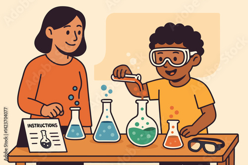 A home science activity with a child performing safe experiments